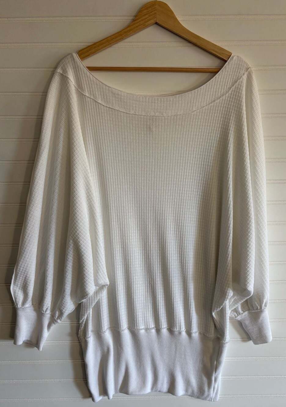 We The Free Waffle Knit Dolman Sleeve Off-The-Shoulder Top Size Med